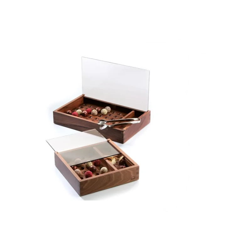 Elegant Walnut Solid Wood Box - Chocolate/Truffle Collection - 36.8 x 23.8 x 6 cm