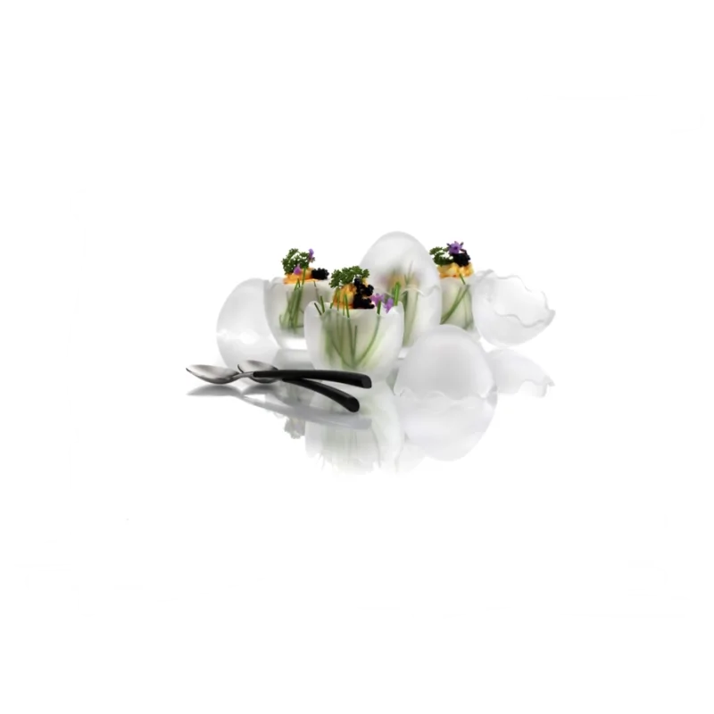 Elegant Satined Glass Miniature - Diam. 5.5 cm - Ht 7.5 cm - 0.05L Capacity - Set of 6.
