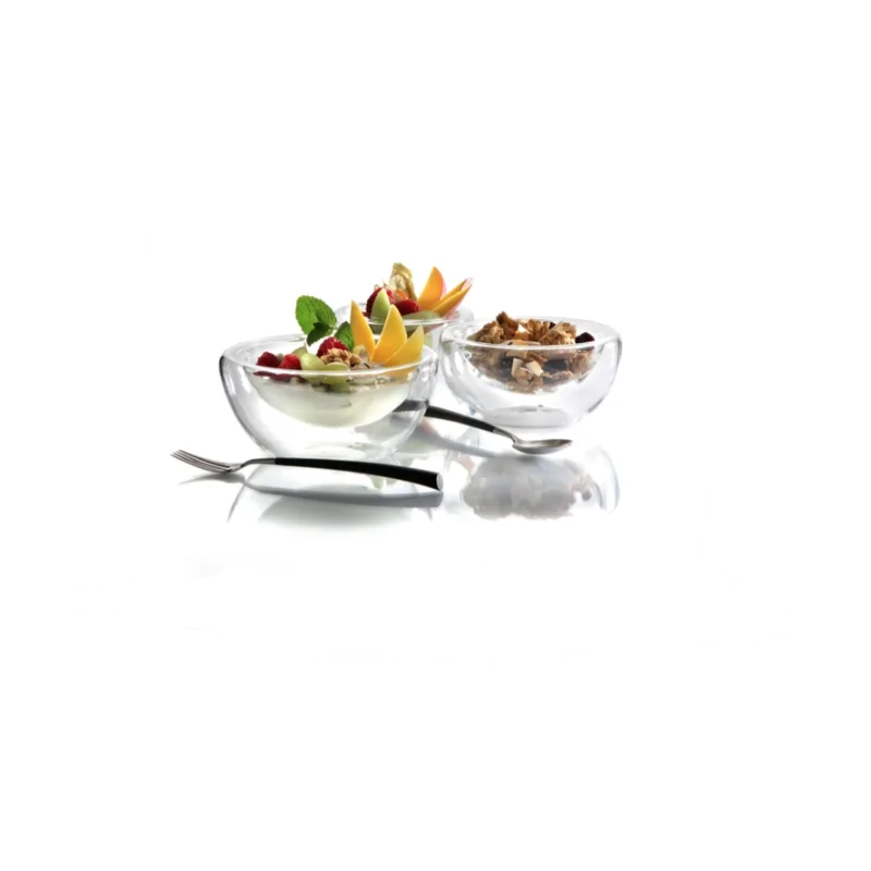 Elegant Borosilicate Glass Bowl Set - Double-Walled - 15 cm Diam. - 7 cm Ht - 0.3L Capacity - 4 Piece Collection