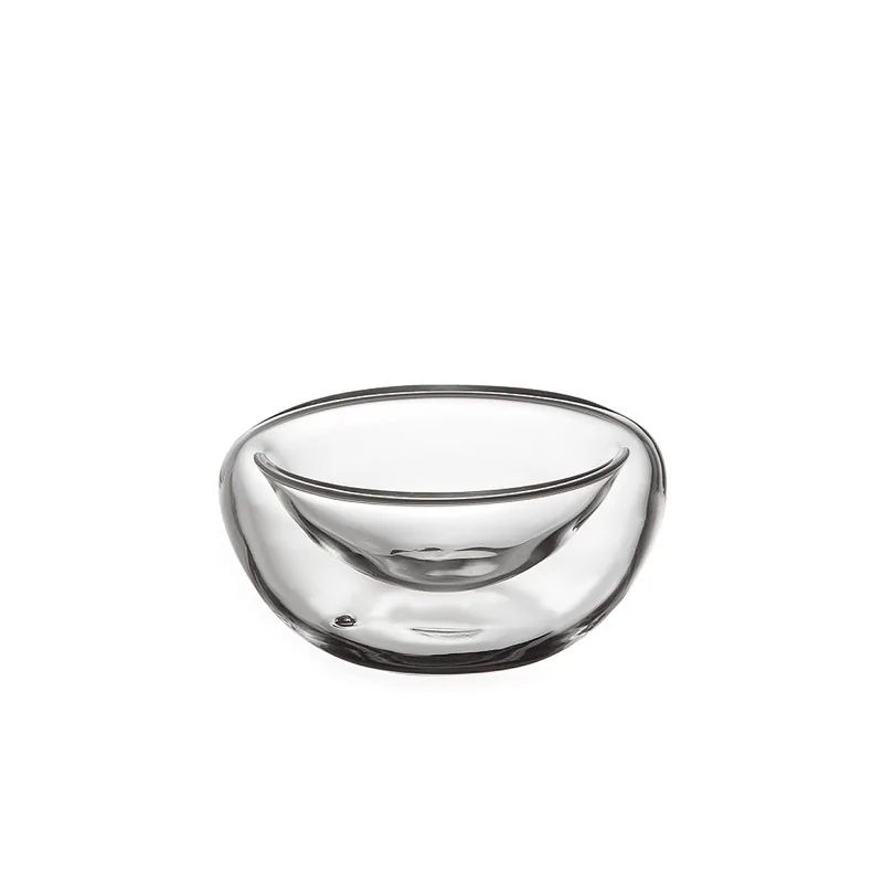 Elegant Borosilicate Glass Bowl - Double-Walled - 9 cm Diam. x 4 cm Ht - 0.07L Capacity - Set of Six.