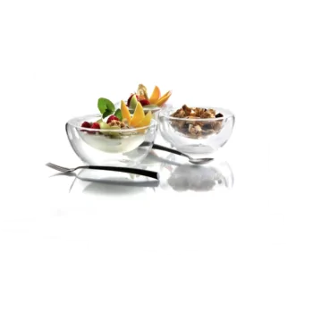 Elegant Borosilicate Glass Bowl - Double-Walled - 9 cm Diam. x 4 cm Ht - 0.07L Capacity - Set of Six.