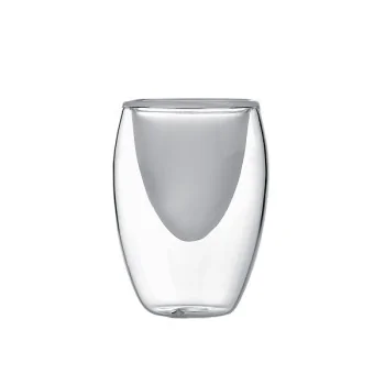 Elegant Satined/Clear Borosilicate Glass Bowl - Premium - Double-Walled - Diam. 6 cm x Ht 8.5 cm (0.05L) - Set of 6