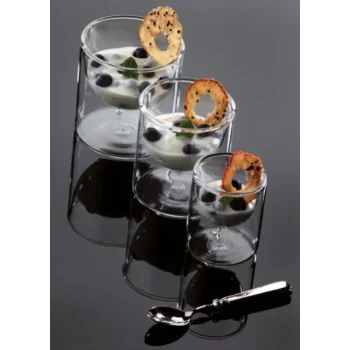Elegant Borosilicate Glass Small Halfmoon Bowl - Double-Walled (9.5 cm Ht - 21 cm Diam. - 0.21L Capacity) - Set of Six.