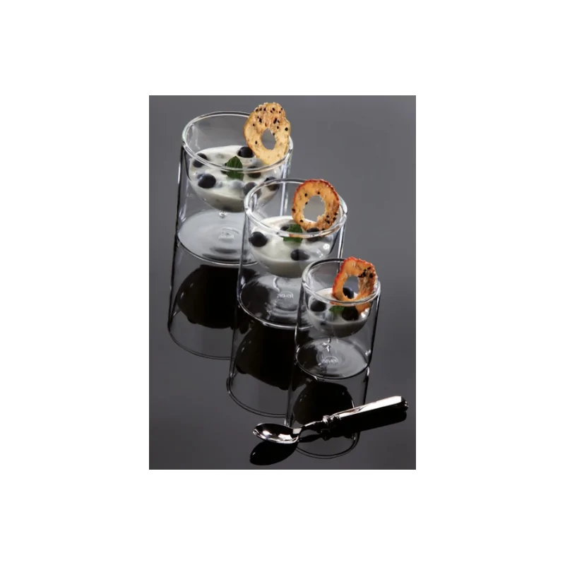 Elegant Borosilicate Glass Small Bowl - Halfmoon Design. Double-Walled Construction 8 cm x 9 cm - 0.17L. Pack of 6.