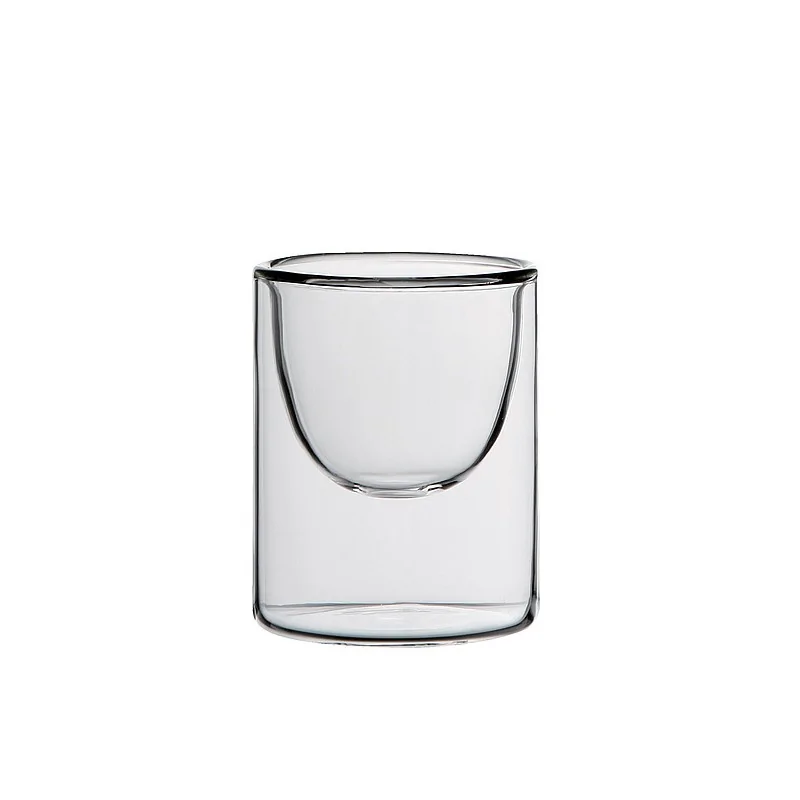 Elegant Borosilicate Glass Small Halfmoon Bowl - Double-Walled - Diam. 6 cm x Ht 7.5 cm - Vol. 0.08L - Pack of 6.