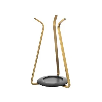 Elegant Drypod Display System - Stainless Steel with Brass Finish and Resin Drip Tray - 2-Part Set