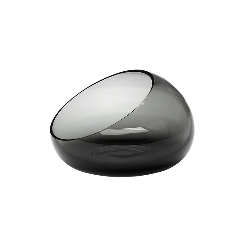 Elegant Bowl Cave - Glass - Grey - Diam. 18 cm Ht 11.5 cm