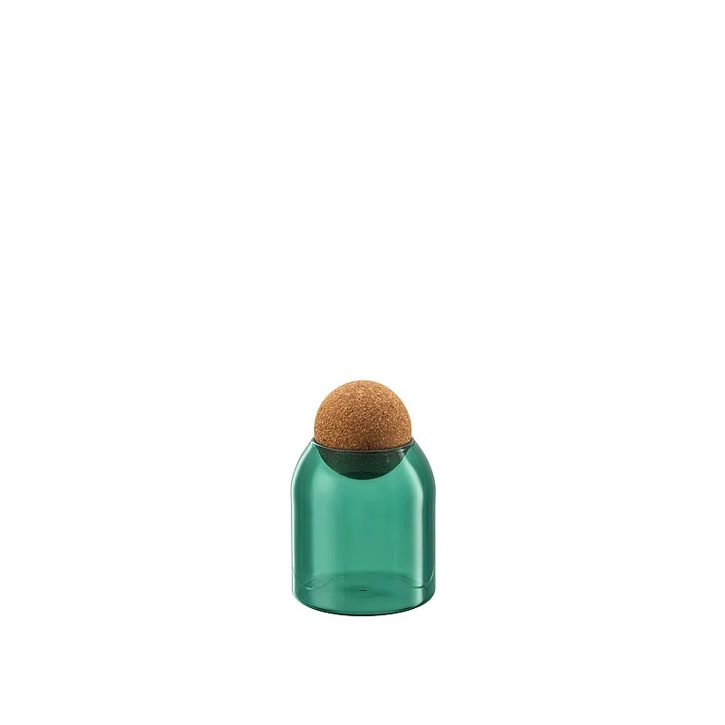 Elegant Cereal & Nut Dispenser - Borosilicate Glass - Green - Diam. 9 cm - Ht 13.5 cm - Capacity 0.4L