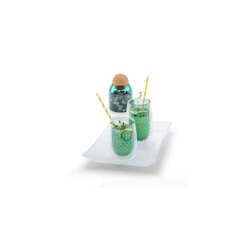 Elegant Diamonds Cocktail Glass - Double-Walled - Green/Clear - Diam. 8.2 cm - Ht 13.5 cm - Capacity 0.35L - Set of 6