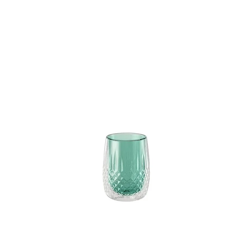 Elegant Diamonds Cocktail Glass - Double-Walled - Green/Clear - Diam. 8.2 cm - Ht 11 cm - Capacity 0.25L - Pack of 6