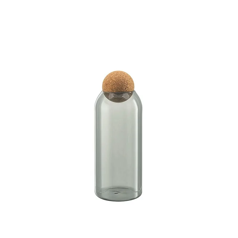 Elegant Borosilicate Glass Cereal & Nut Dispenser - Grey - Diam. 9 cm - Ht 23.5 cm - Capacity 1.0L