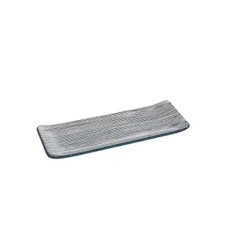 Elegant Linea Plate Collection - Clear Glass with Black Line Decor - 31 cm x 12 cm - Set of 6