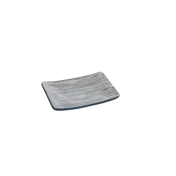 Elegant Linea Plate Collection - Clear Glass with Black Line Decor - 20 cm x 15 cm - Set of Six