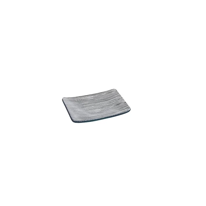 Elegant Linea Plate Set - Clear Glass with Black Line Decor - 31 cm x 25 cm - 4 Piece Set