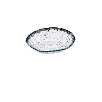 Elegant Bowl Ombra - Clear Glass with Black Decor - Diam. 25 cm - Ht 6 cm - Set of 6
