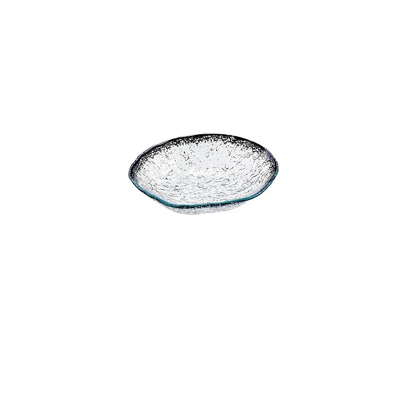Elegant Bowl Ombra - Clear Glass with Black Decor - Diam. 25 cm - Ht 6 cm - Set of 6