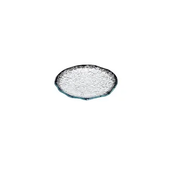Elegant Plate Ombra - Clear Glass with Black Decorative Trim - Diam. 24.5 cm - Set of 6