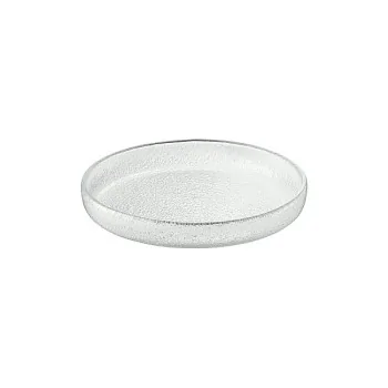 Elegant Structured Glass Coupe Plates - Set of Six (17 cm Diam.)