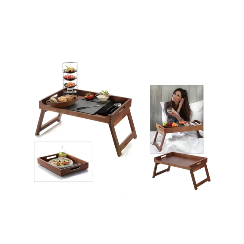 Elegant Walnut Solid Wood Room Service Tray - 60 cm x 40 cm x 5.4 cm Elegant Walnut Solid Wood Room Service Tray - 60 cm x 40 cm x 5.4 cm