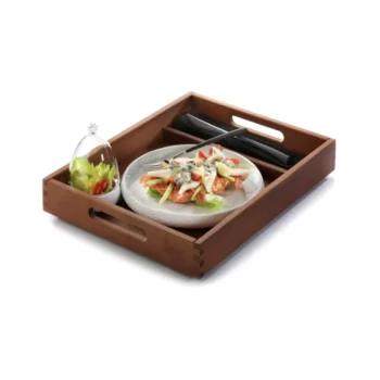 Elegant Walnut Solid Wood Service Tray - 41.7 x 32.5 x 6.7 cm