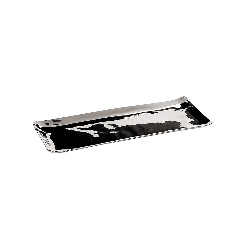 Elegant Hammered 18/10 Stainless Steel Pastry Platter - 30 x 12.5 cm