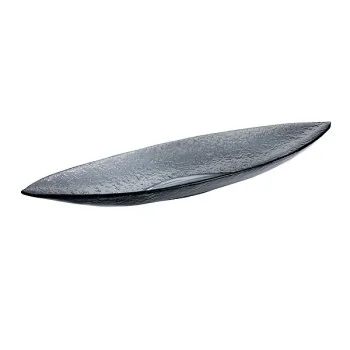 Elegant Dark Grey Glass Oblong Buffet Bowl - 96 x 29 cm