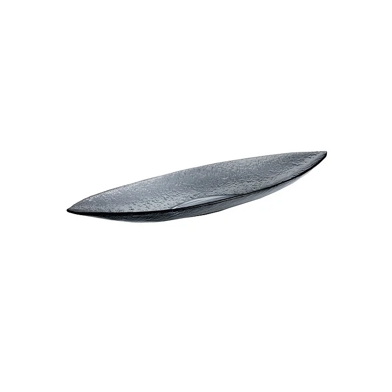 Elegant Dark Grey Glass Oblong Buffet Bowl - 96 x 29 cm