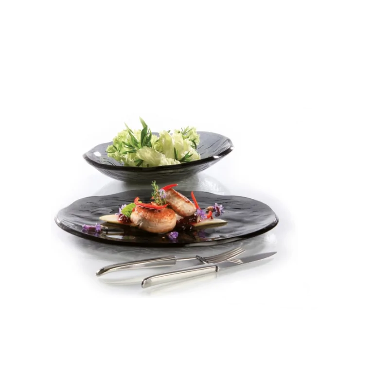 Elegant Bowl Oval - Dark Grey Glass - 26.5 x 19.5 cm - Set of 3