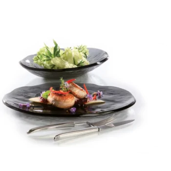 Elegant Bowl - Dark Grey Glass - 44.5 x 25 x 6 cm
