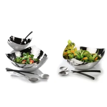 Elegant Triangular Bowl - 18/10 Stainless Steel - Mirror Polished. Diam. 13 cm - Ht 6 cm - Capacity 0.28L.