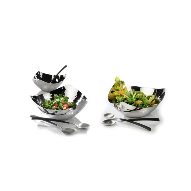 Elegant Bowl - Triangular Design - 18/10 Stainless Steel - Mirror Polished - Diam. 22 cm - Ht 10.5 cm - Capacity 1.25L