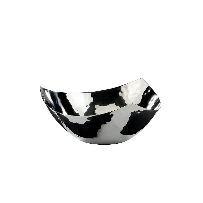 Elegant Triangular Bowl - 18/10 Stainless Steel - Hammered Finish - Diam. 40 cm - Ht 16 cm - Capacity 7.0L