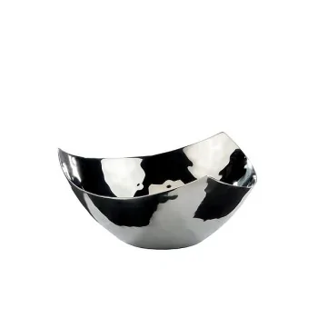 Elegant Triangular Bowl - 18/10 Stainless Steel - Hammered Finish - Diam. 22 cm - Ht 10.5 cm - Capacity 1.25L