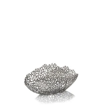 Elegant Pewter Alloy Reef Bowl/Basket - Rectangular Design - 46 cm x 19 cm (H20 cm)