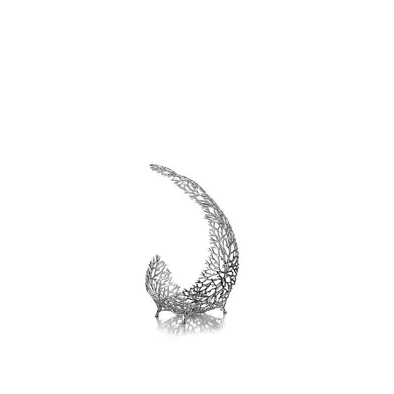 Elegant Bowl/Basket Reef - Pewter Alloy - 37 x 18.5 x 52 cm