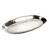 Elegant Artisan Oval Tray - 18/10 Stainless Steel - Hammered Finish - Brass Accents - 24.5 x 15 cm