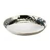 Elegant Artisan Tray - 18/10 Stainless Steel - Hammered Finish - Brass Accents - Diam. 28 cm