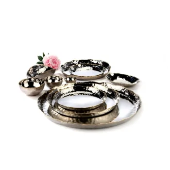 Elegant Artisan Stainless Steel Bowl Hammered Finish - Brass Accents - Diam. 7.5 cm - 0.1L Capacity