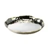 Elegant Artisan Tray - 18/10 Stainless Steel - Hammered Finish - Brass Accents - Diam. 23 cm