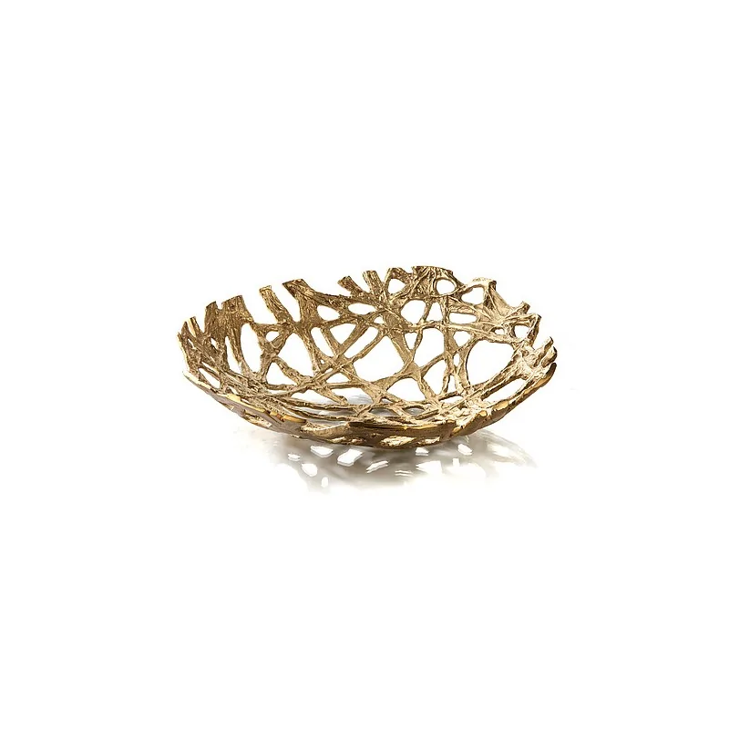Elegant Brass Bowl Roots - Golden-Toned - Diam. 38 cm x Ht 8 cm