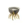 Elegant Bowl & Display - Anthracite 18/10 Stainless Steel with Brass Stand - Diam. 21 cm - Ht 19 cm