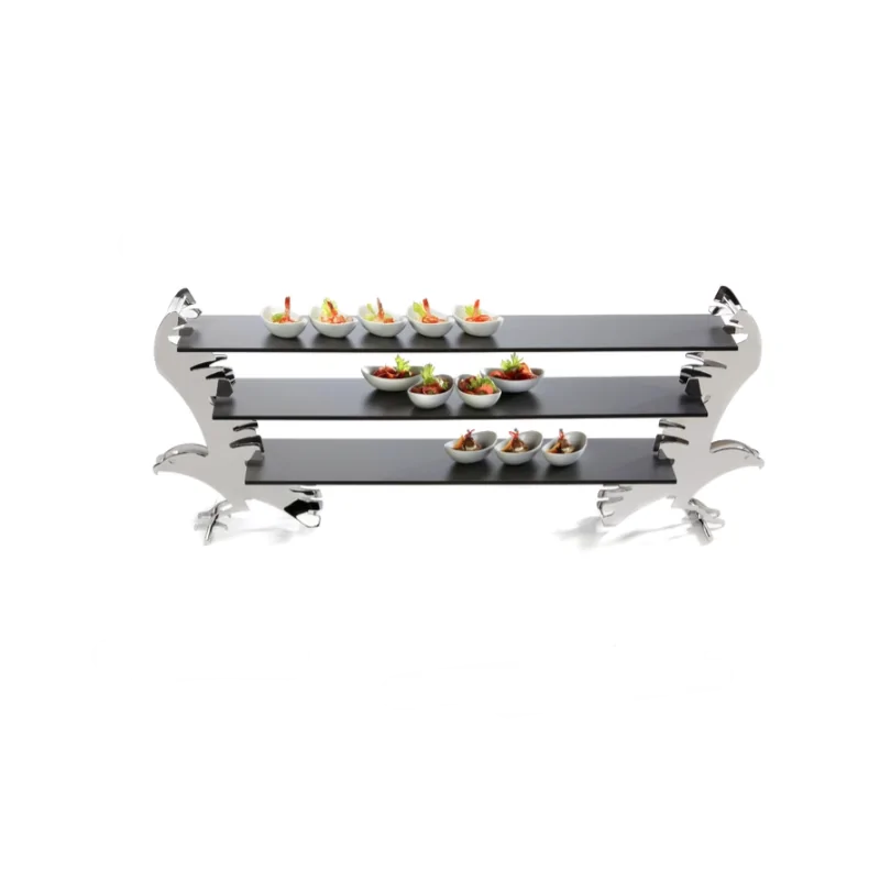 Elegant Tempered Glass Buffet Platter - Black - 102 x 21 x 0.4 cm