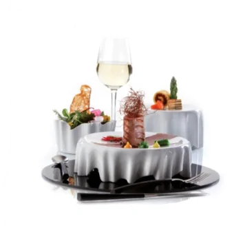 Elegant Tempered Glass Buffet Platter - Black - 34 x 34 x 0.4 cm