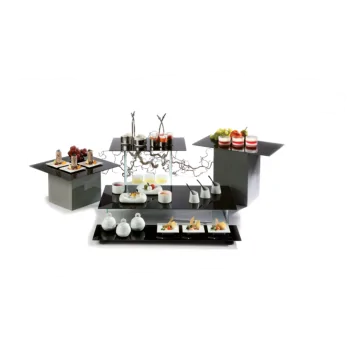 Elegant Tempered Glass Buffet Platter - Black - 50 cm x 34 cm x 0.4 cm