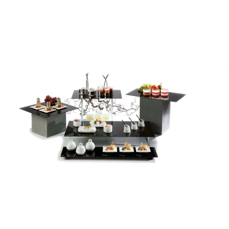 Elegant Tempered Glass Buffet Platter - Black - 50 cm x 34 cm x 0.4 cm
