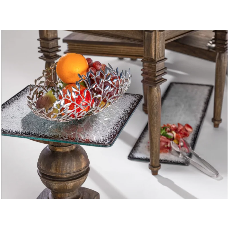 Elegant Ombra Buffet Platter - Glass - Clear - Black Decor - 34 x 34 x 0.6 cm