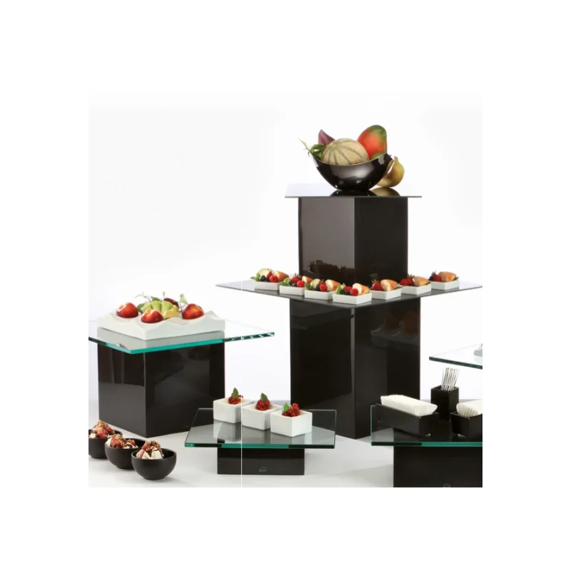 Elegant Buffet Display - V12 Carbon & Black - 20” x 20” H24”
