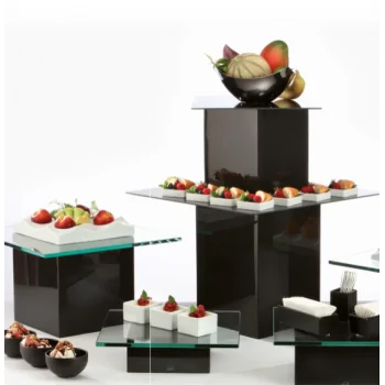 Elegant Buffet Display - V12 - Carbon & Black - 20 x 20 cm Ht 8 cm