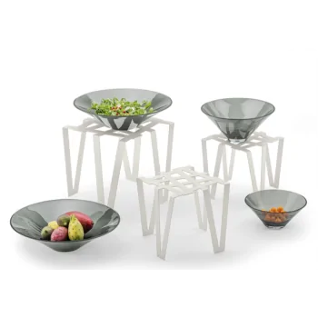 Elegant Galvanized Steel Buffet Display - Matt White - 38 x 38 x 32 cm