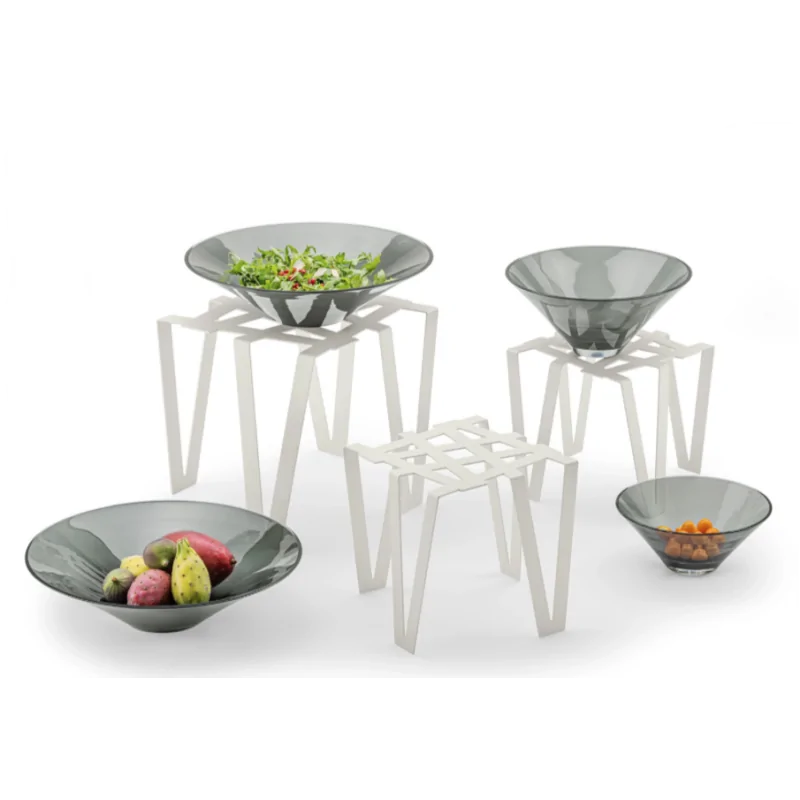 Elegant Galvanized Steel Buffet Display - Matt White - 38 x 38 x 32 cm